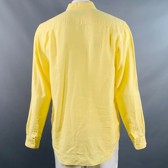 VILEBREQUIN Size XL Yellow Linen One Pocket Long Sleeve Shirt - Picture 3 of 10